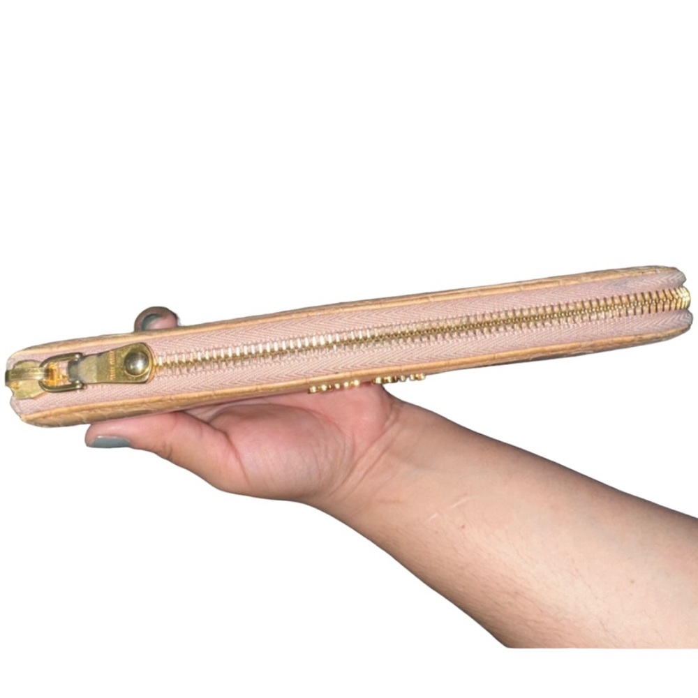 Miu Miu Embossed 2 Tone L Shape Zipper Wallet - image 7